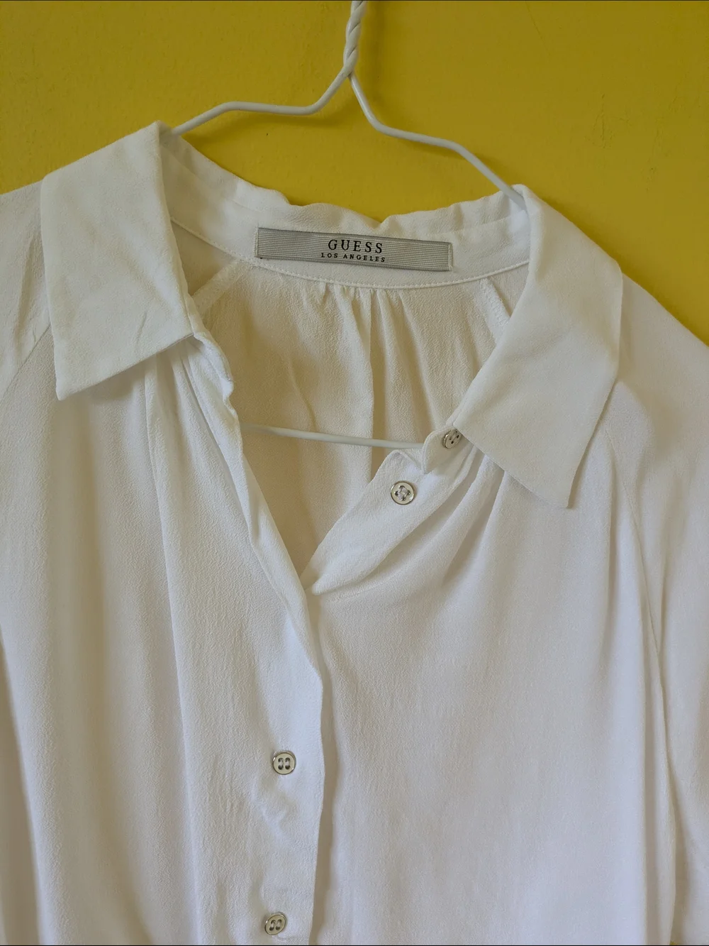 GUESS White Button-Front Short Sleeve Blouse - Picture 5 of 8